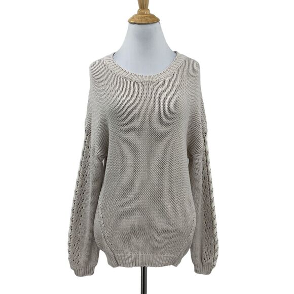 Michael Stars Sweater Womens S Small Oversize Knit Lace Up Sleeve Drop Shoulder - Picture 1 of 15
